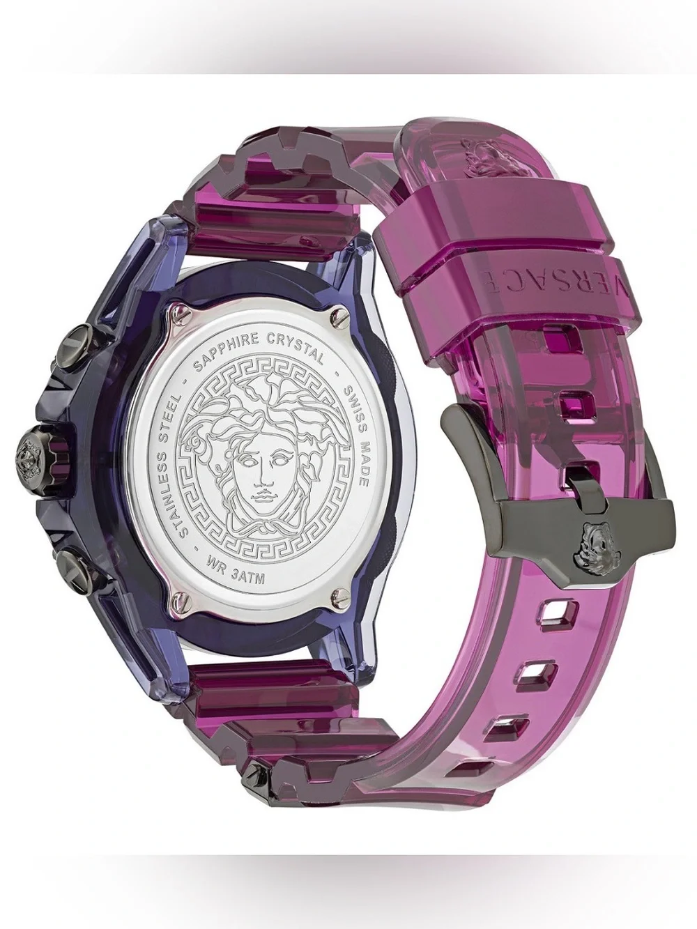 Versace Men's Purple Chronograph Silicone Strap Watch